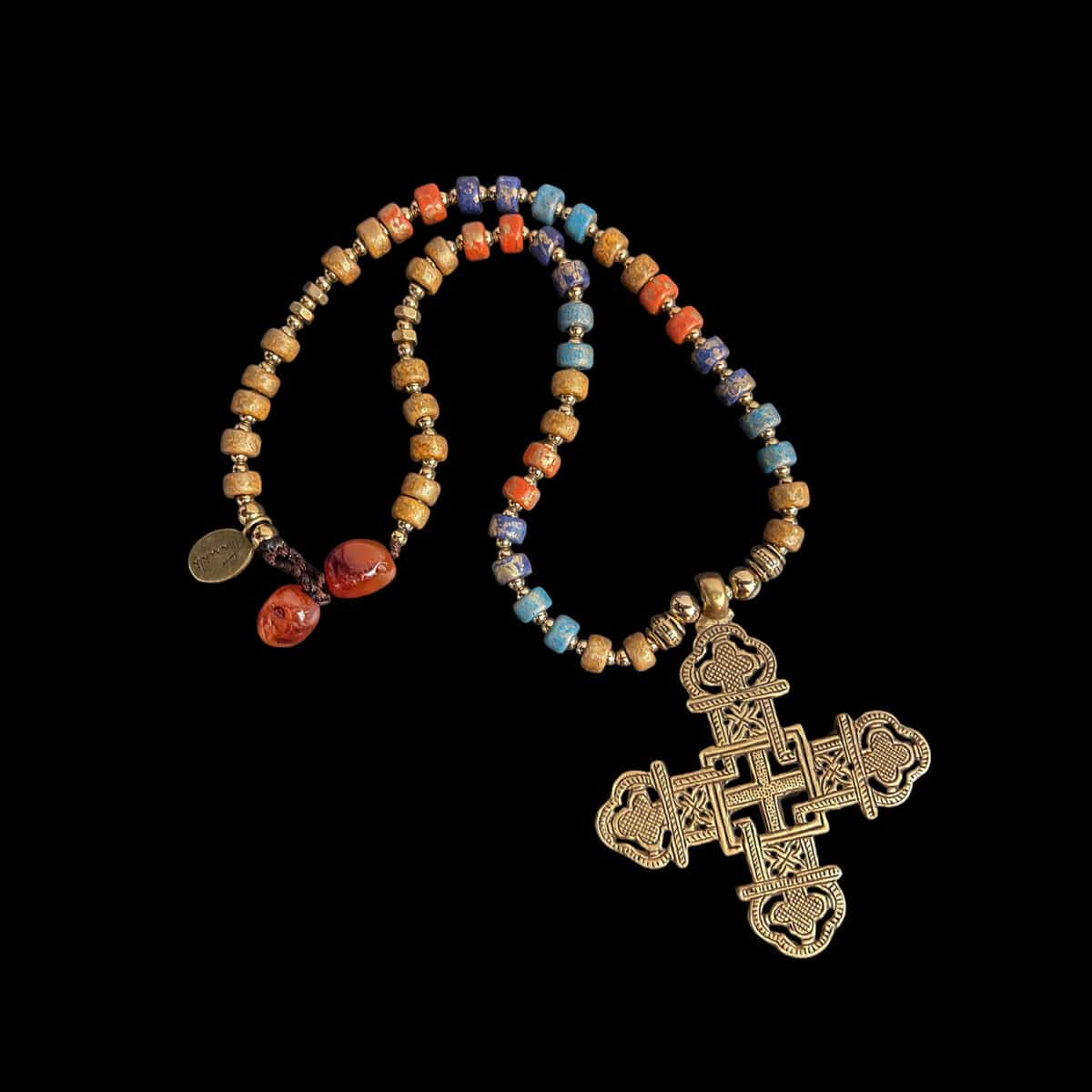collier croix SPIRITUALITY ADONGO ceramique multicolore