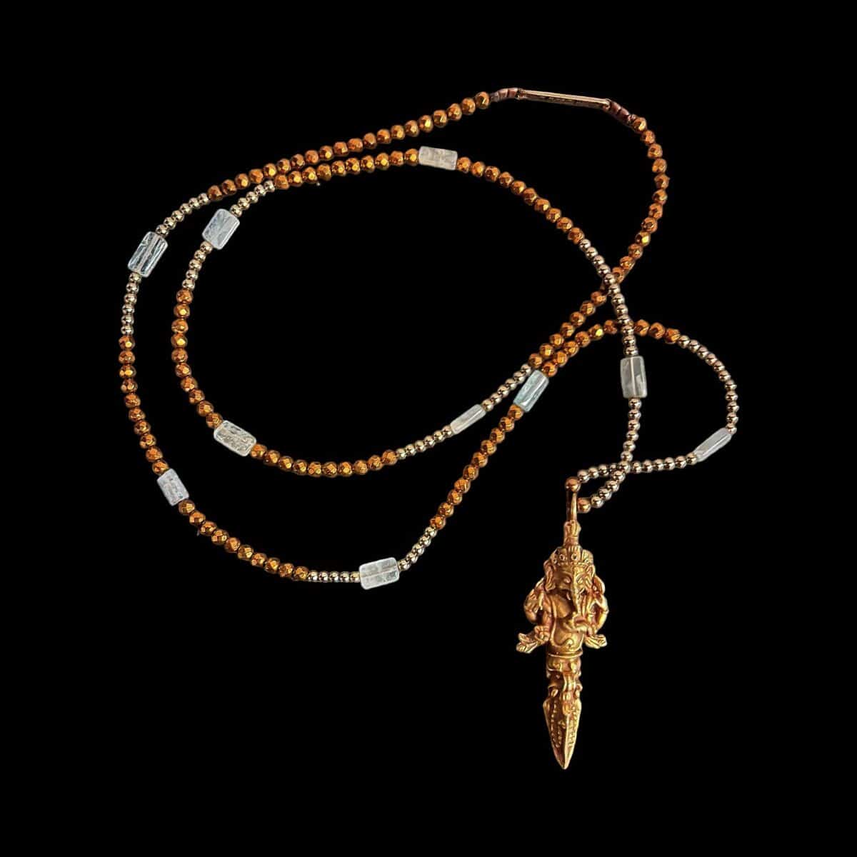 collier fin TALISMAN Ganesh India aigue marine