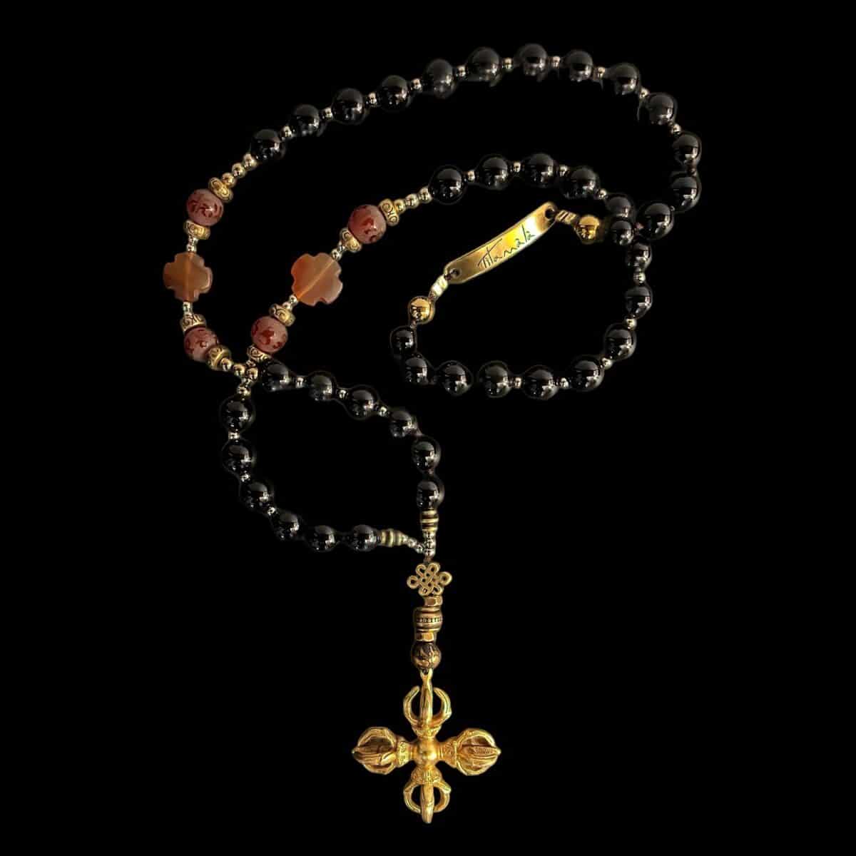 unique necklace SIGNATURE Onyx cross carnelian