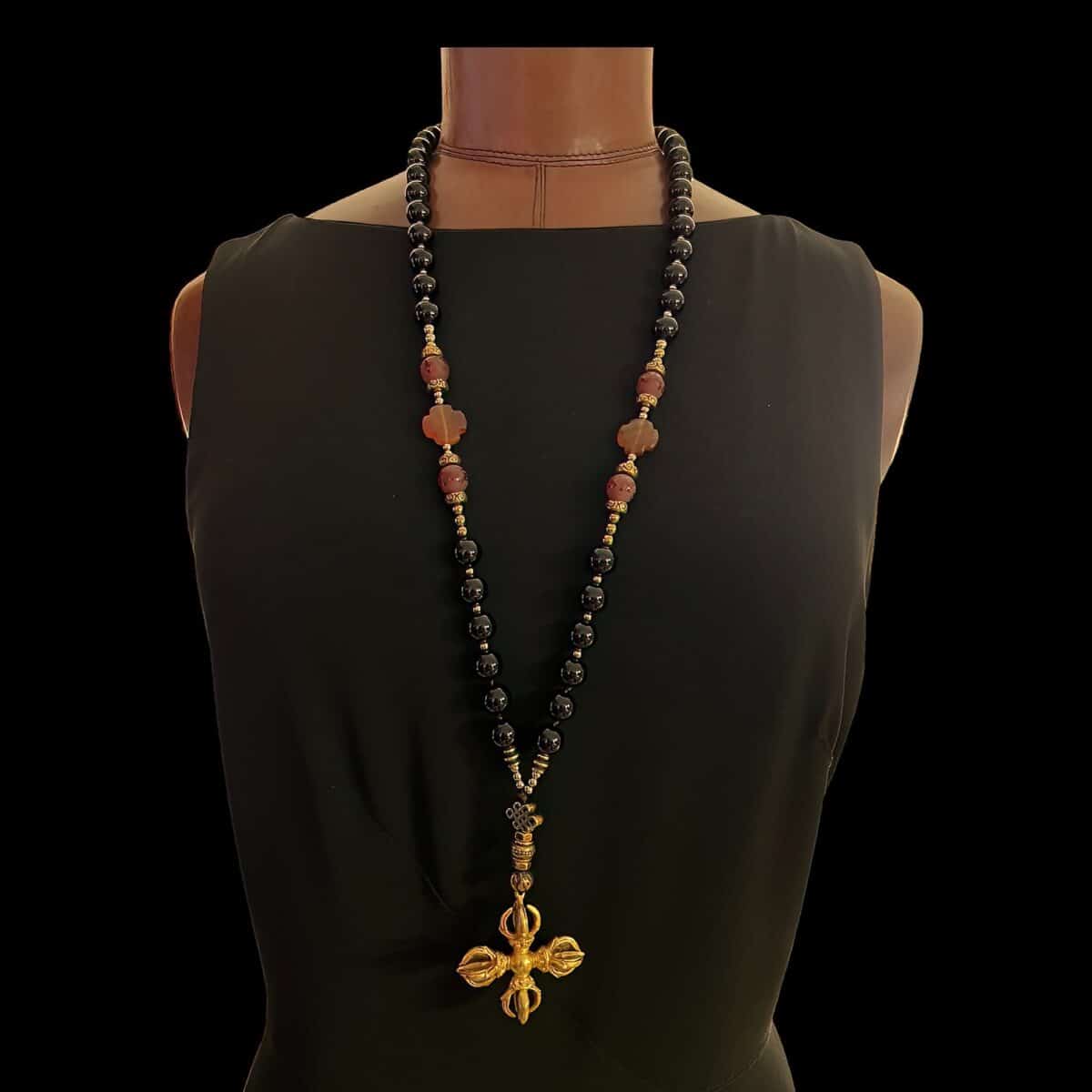 unique necklace holder SIGNATURE onyx cross carnelian